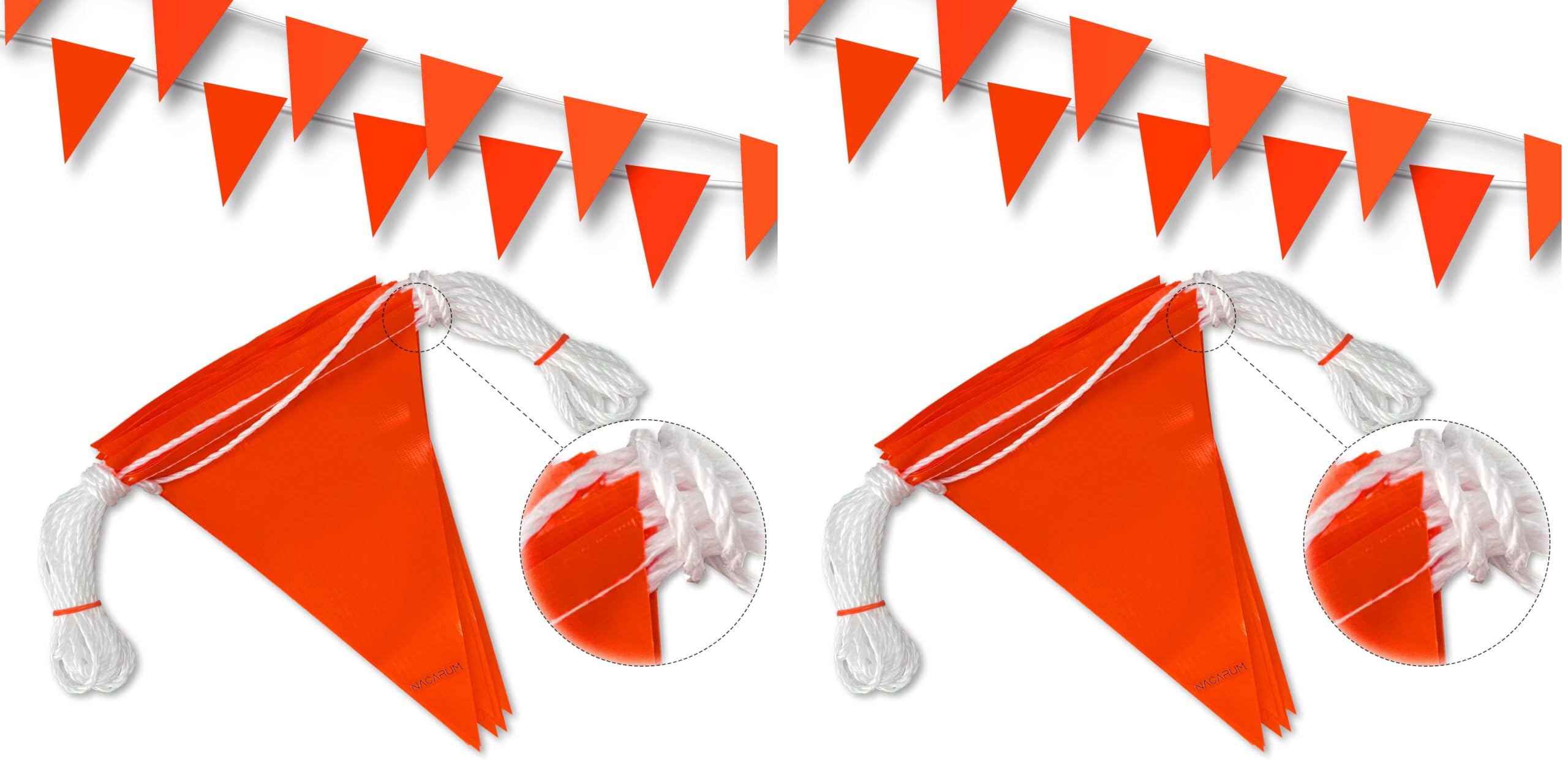 Fluorescent Orange OSHA Perimeter Marking Flags (102FT string) Warn of hazardous areas, traffic control.Marking construction sites, scaffolding, sporting events, private property. — Amazon image 9
