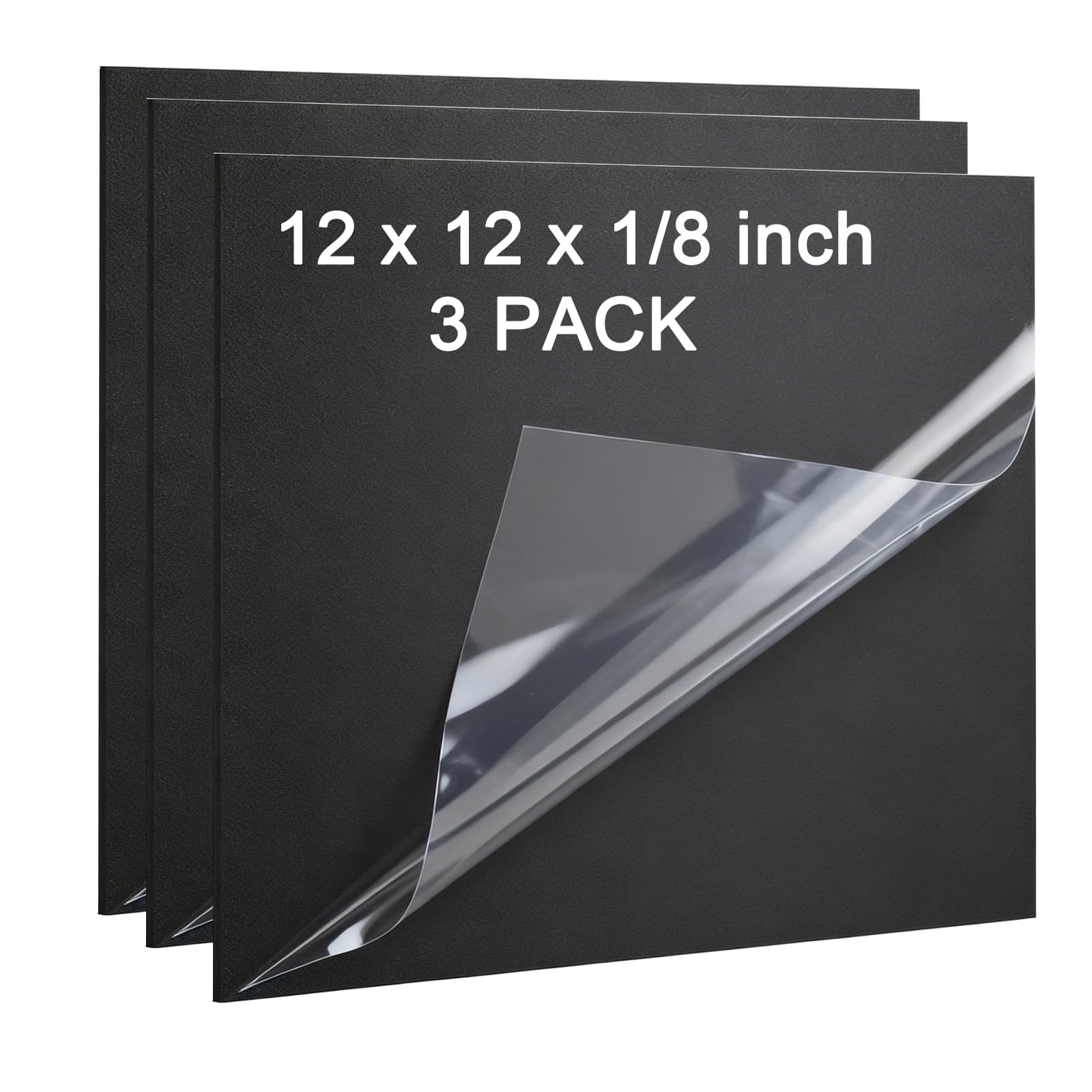 Black ABS Plastic Sheets - 3 Pack 1/8" Rigid Boards -8 Black ABS Plastic Sheets - 3 Pack 1/8" Rigid Boards -8