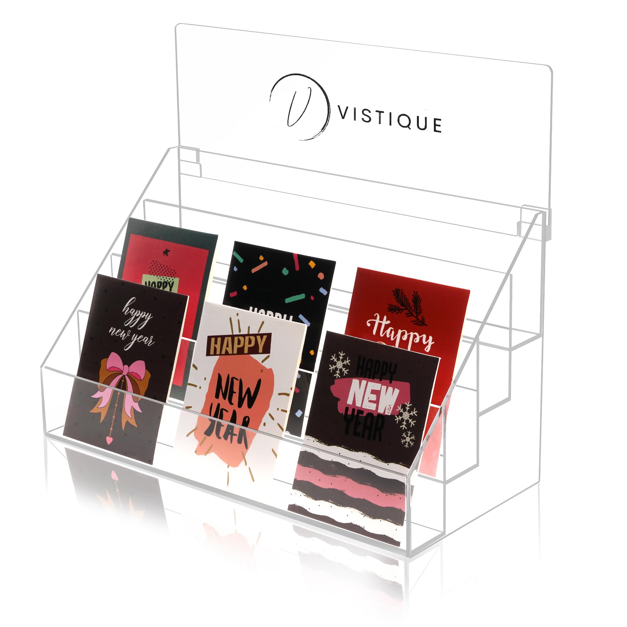 4 Tier Greeting Card Display - Greeting Card Organizer - Clear Greeting Card Display Stand - Acrylic Greeting Card Holder- Post Card Holder Display Stand - Greeting Card Display Rack