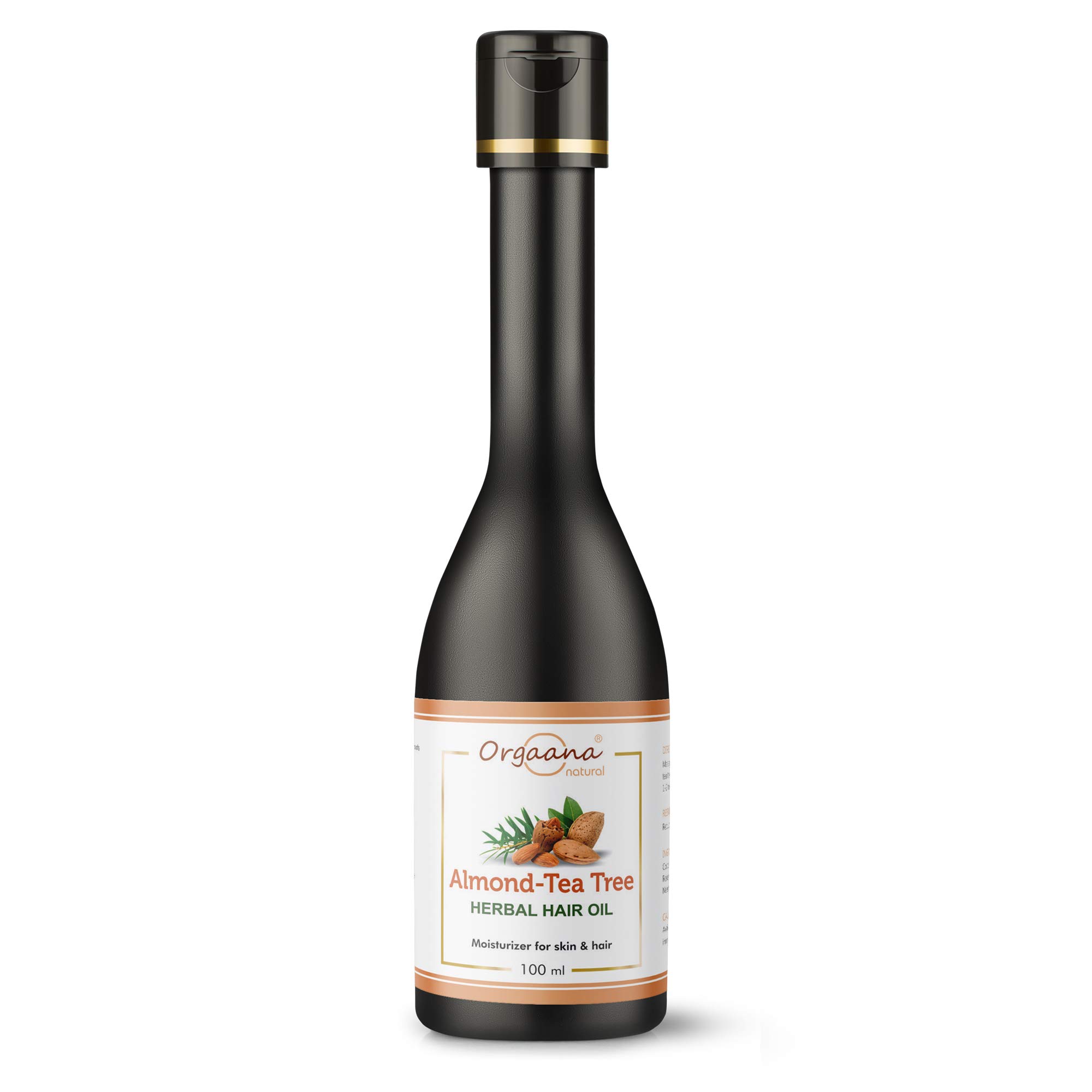 Orgaana Natural Almond Tea Tree Herbal Hair Oil Scalp and Anti Dandruff Oil, 225ml 100% Natural & Coldpressed – Preservative Free