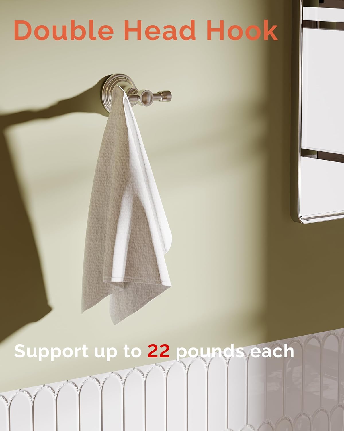 Towel Hook for Bathrooms 2 Pack, Stainless Steel Robe Coat Hook Wall Mount, Heavy Duty Towel Hanger for Kitchen, Bedroom or RV (Brushed Nickel)