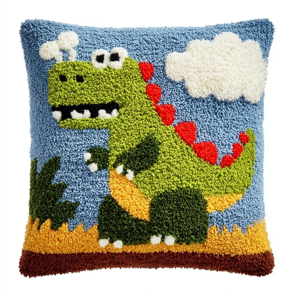AxiangziK Latch Hook Kit for Adults 43x43cm,Cute Little Dinosaur