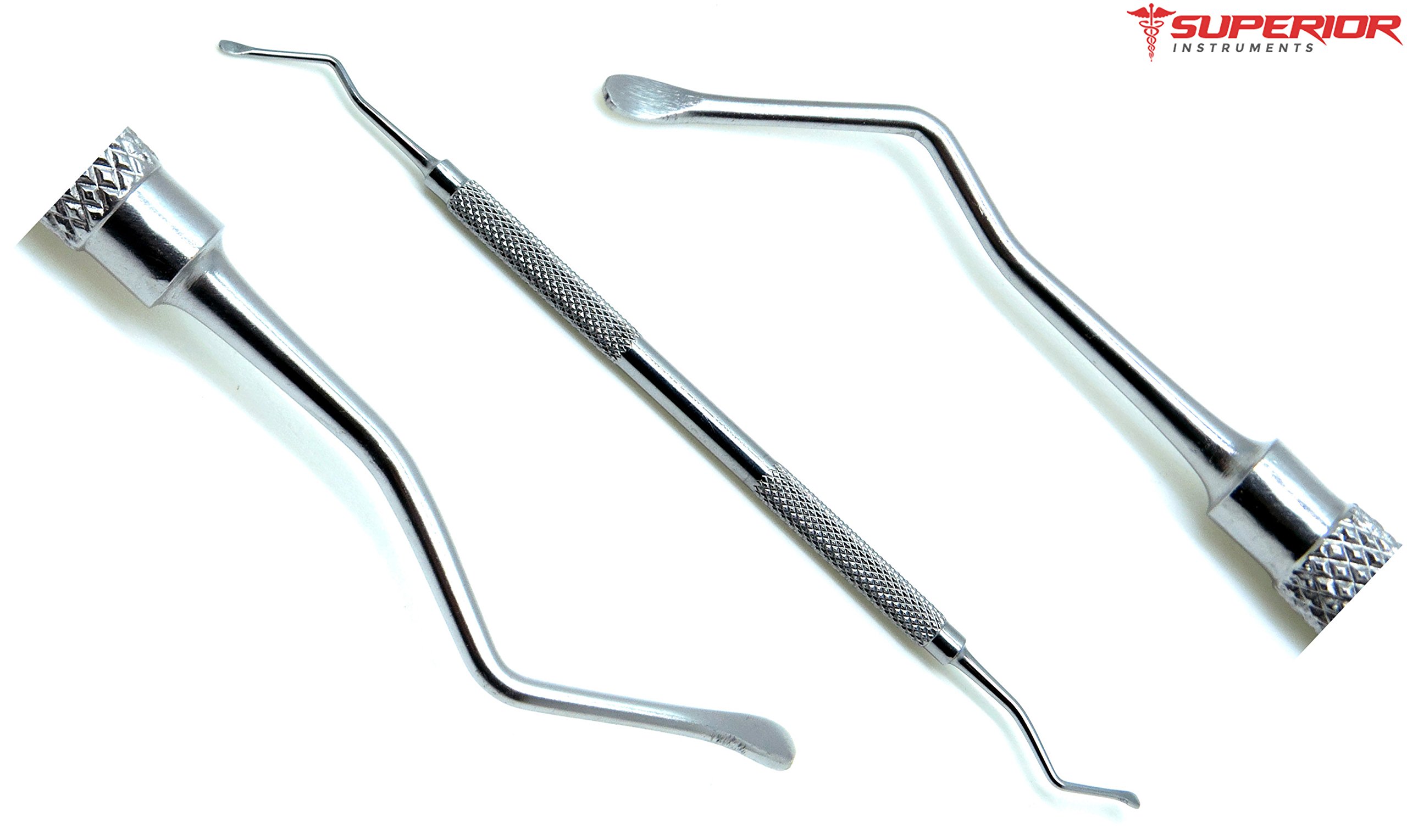 Cureta Dental Lucas - Juego De 3 Instrumentos De Acero Inoxidable, Hoja 4 Mm, Para Cirugía