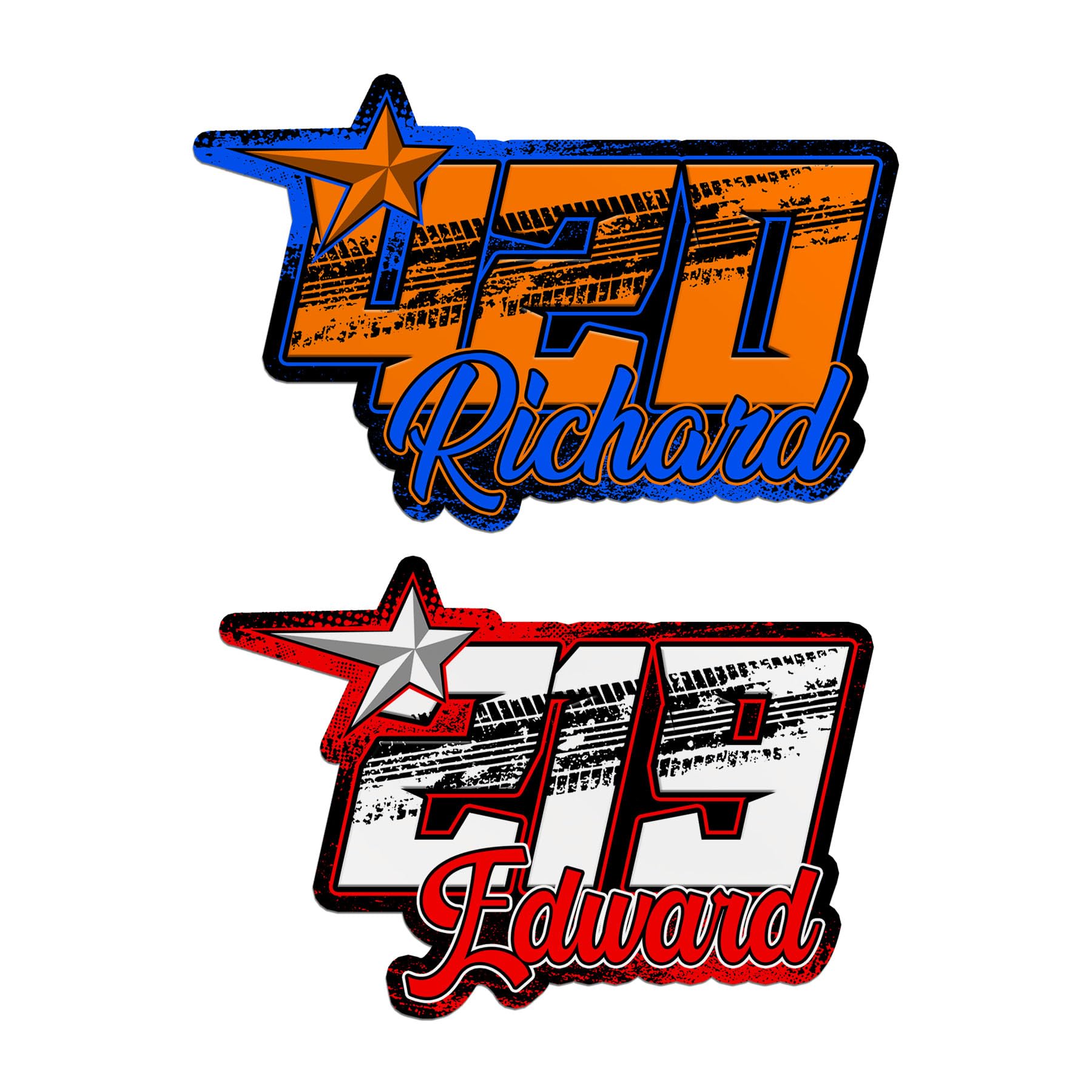 Custom Race Number Name Sticker Personalized Racing Name Number Text Car Decal Waterproof Vinyl Decal for Water Bottles, Tumblers, Laptops, Kindle -