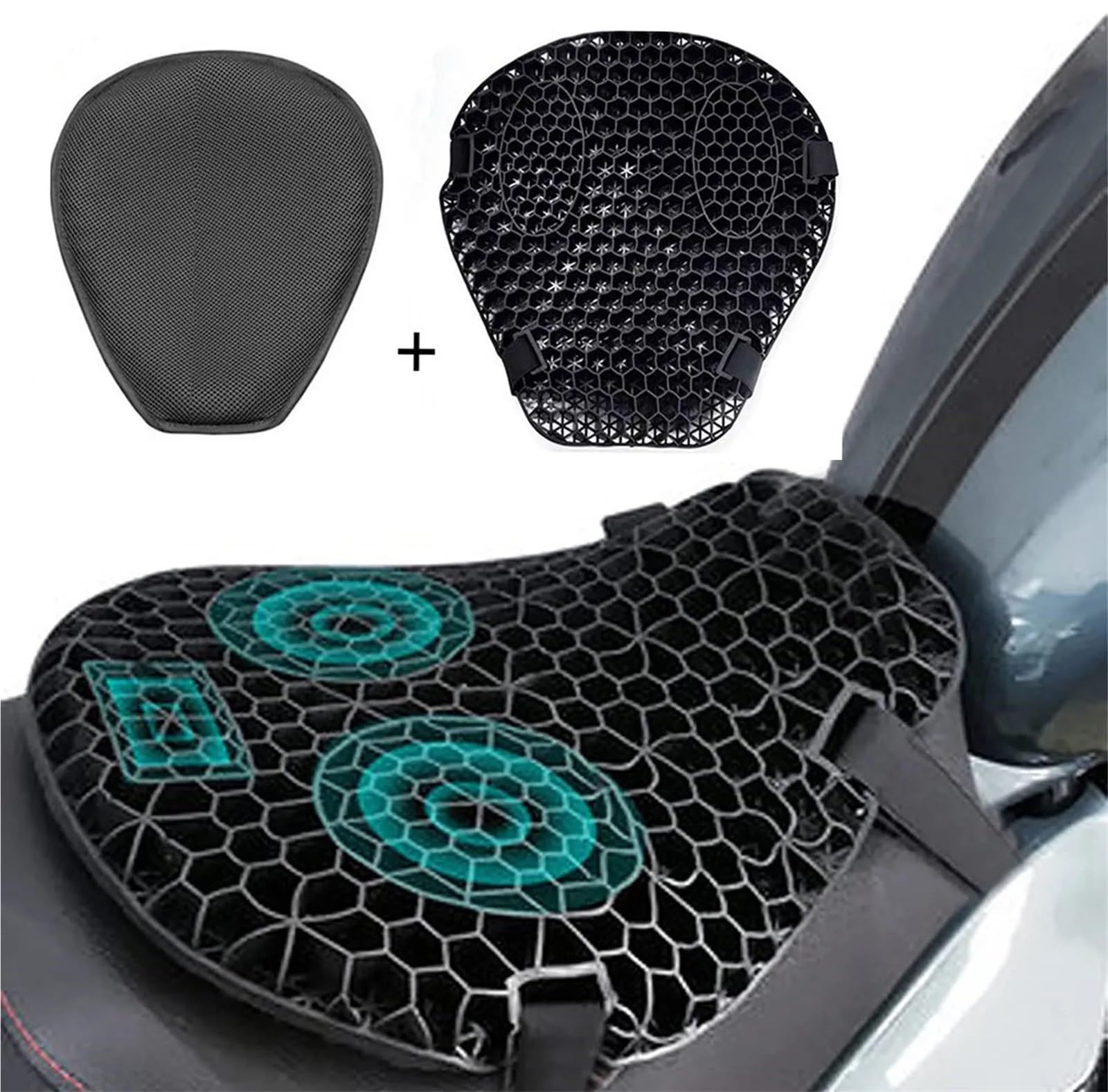 Sitzkissen Motorrad Sitzkissen Stoßdämpfung Dekompression Gel Waben 3D Komfortable Universal(Set 1 Cushion)