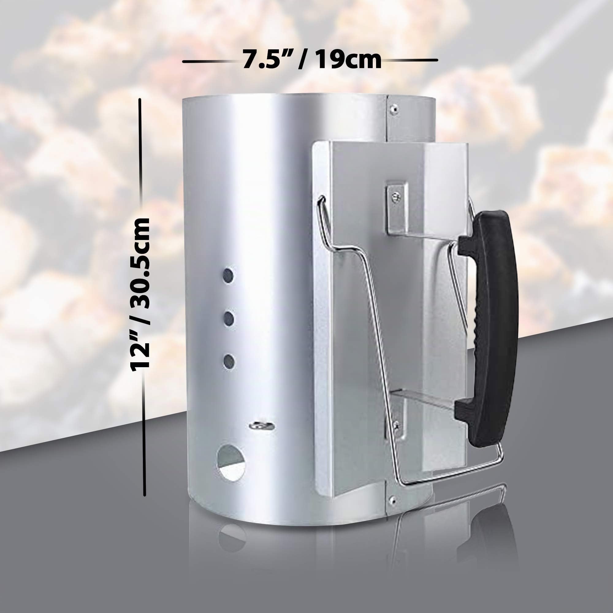Arrancador de Chimenea Carbón briquetas de combustión con Mango de Seguridad para Weber 7416, Encendedor de carbón de 30 x19 cm de Inicio rápido para Acampar y Asar a la Parrilla, 20 Minutos