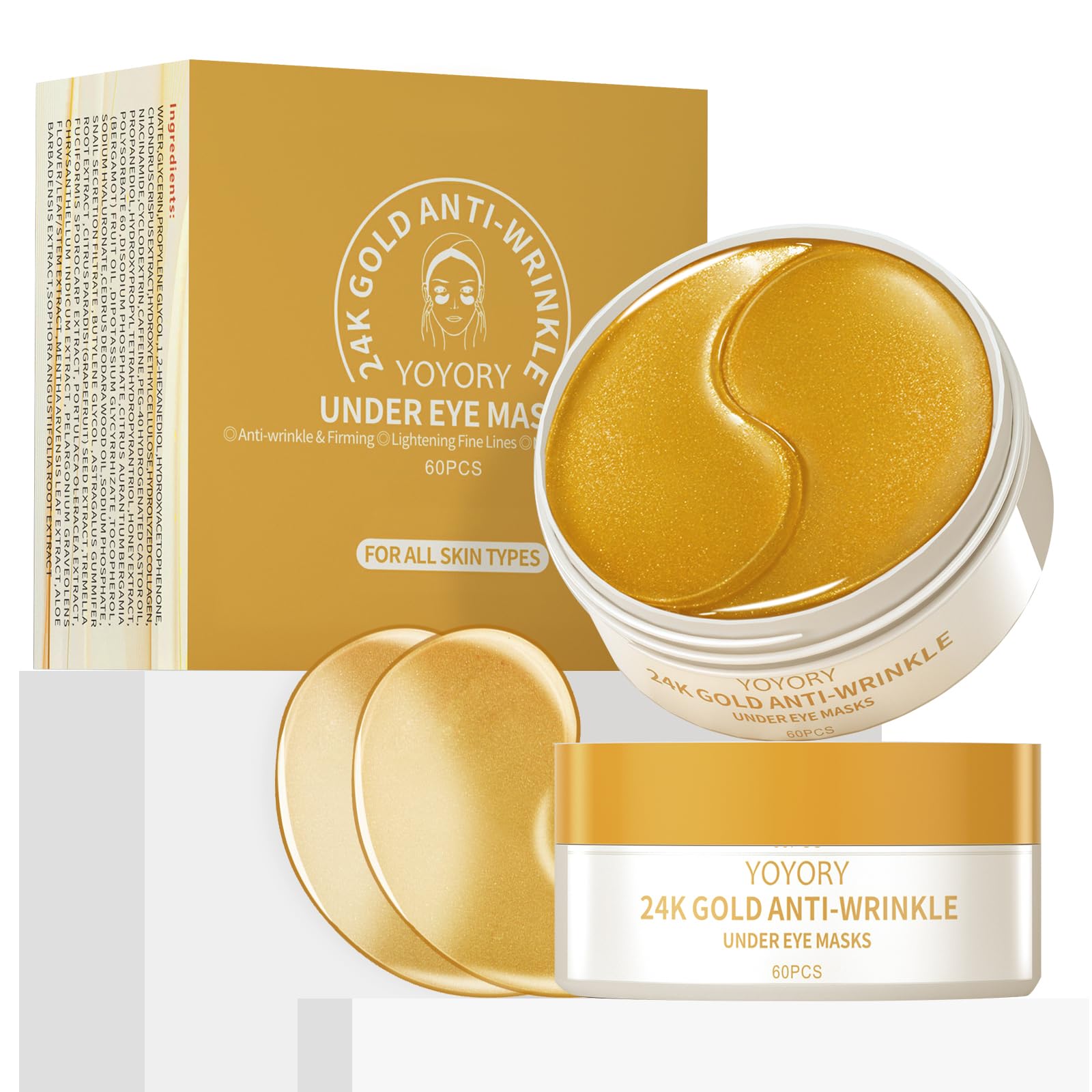 YOYORY Under Eye Patches Masks - 24K Gold Eye Patch for Dark Circles Puffy Eyesg Fine Lines Eye