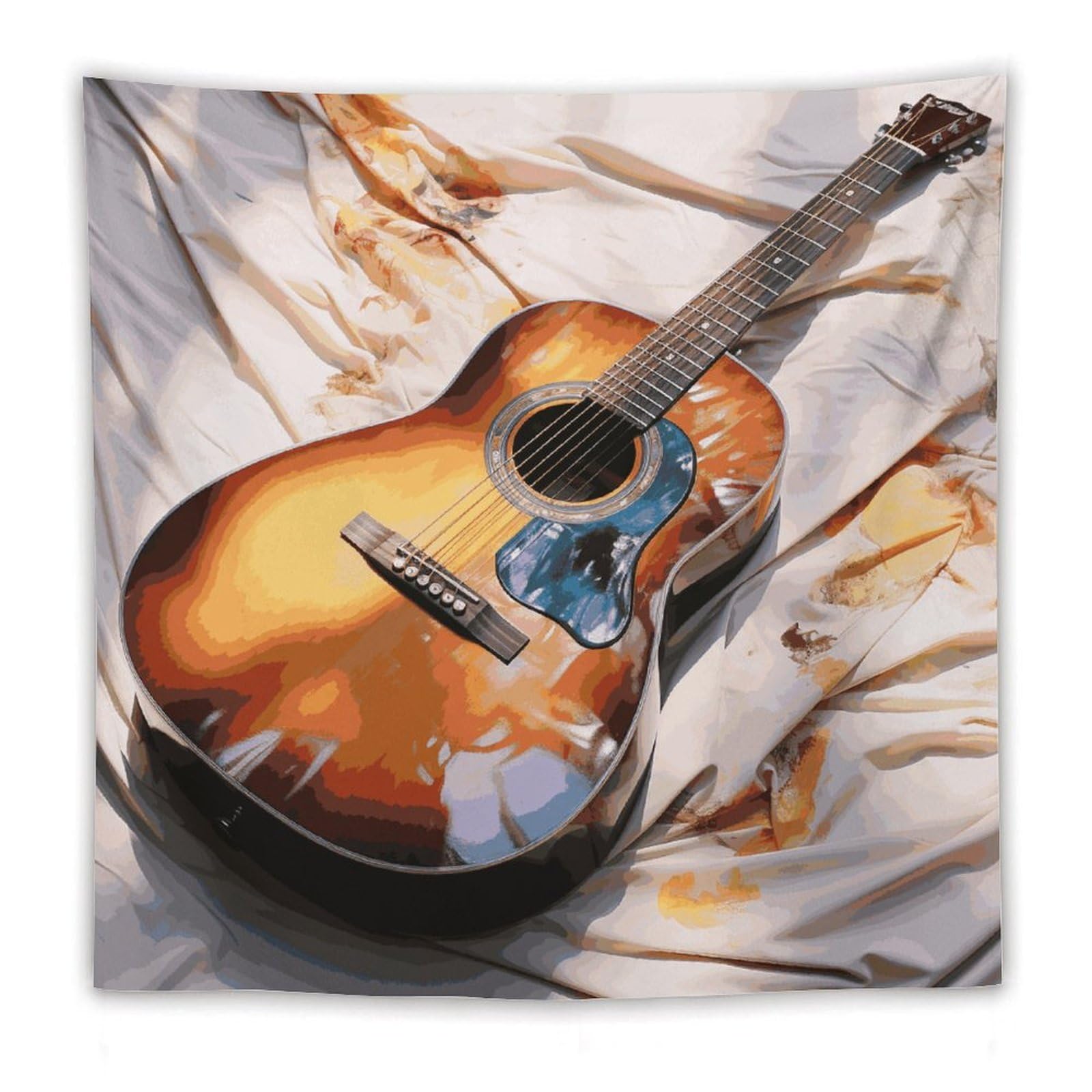 LDGSUPH Watercolor Acoustic Guitar Tapestry Wall Hanging Decor Anti-fading Aesthetic Wall Tapestries Fashion Wall Blanket Decor Modern Wall Art Tapestry for Bedroom Home Decor 60"x60"