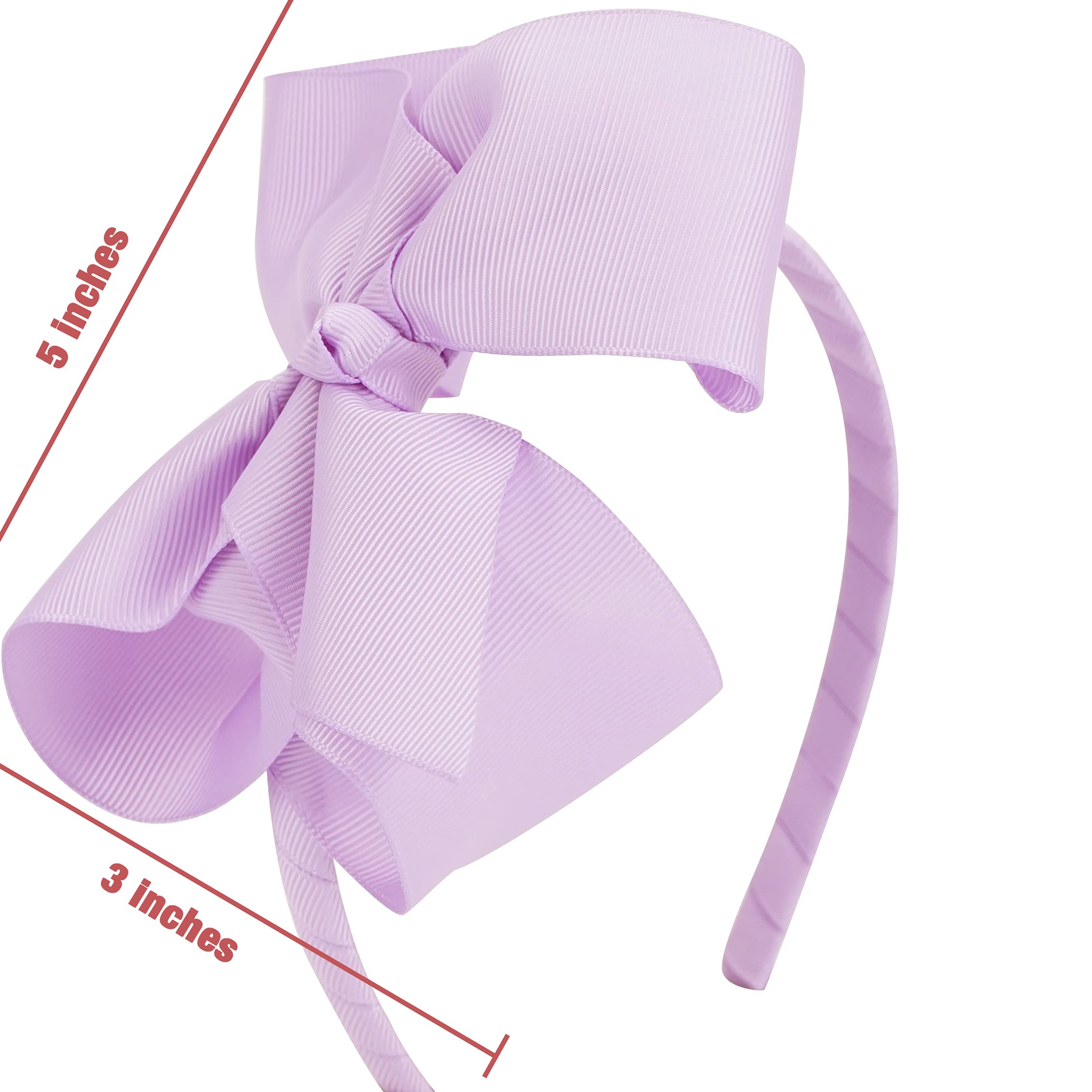 Amazon.com: MEEDEE Light Purple Big Bow Headband Solid  display picture 2