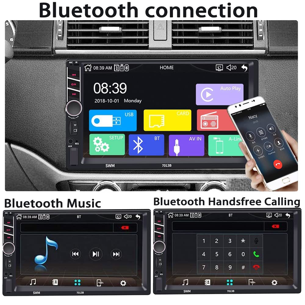 ZHNN 7 Inch Double Din Touchscreen Car Stereos Radio with Apple Carplay