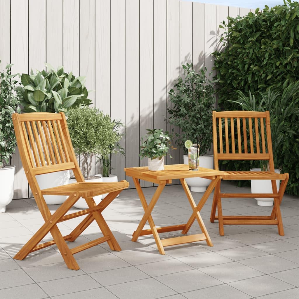 JUDYY Set de Comedor de jardín Plegable 3 pzas Madera Maciza Acacia, Conjunto Mesa Y Sillas Jardin, Mesa Terraza Exterior Y Sillas, Conjunto Terraza, Muebles Jardin Exterior - 3206329