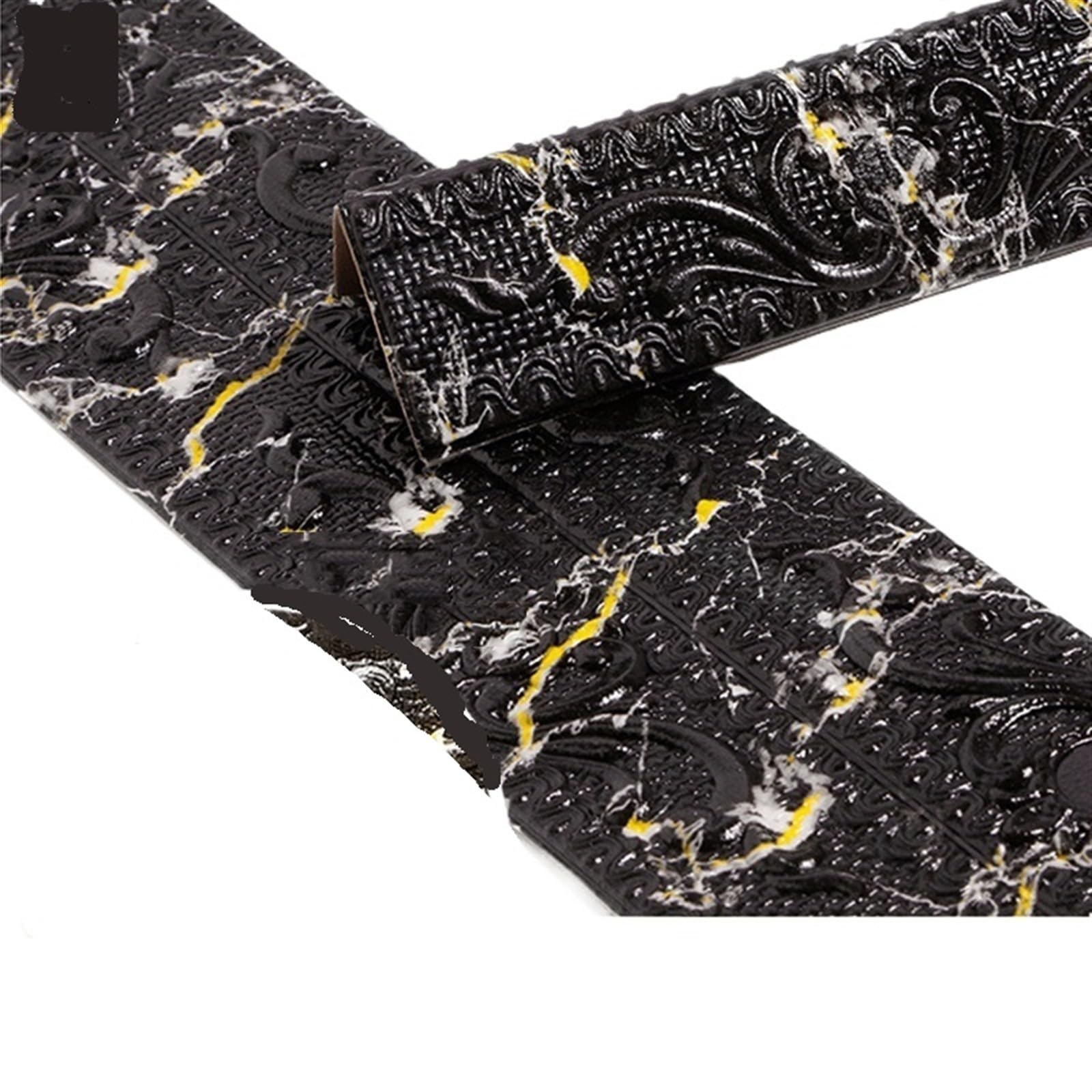 Yxinaer Black Dado Rail Self Adhesive Self Adhesive Foam Wall Sticker Waterproof Baseboard Wallpaper Ceiling Top Corner Line Floor Skirting(Black)