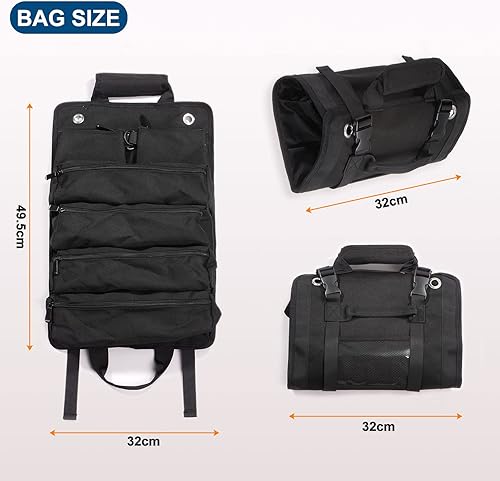 Miniatura 2 de HARFINGTON Bolsa de herramientas enrollable de 19 x 16 pulgadas con bolsas desmontables y compartimentos, organizador de almacenamiento de