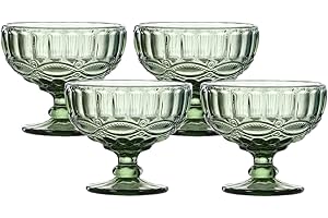 Vintage Green Ice Cream Cups/Dessert Bowls - 12 Oz Set of 4