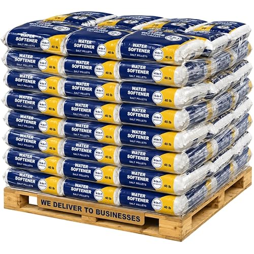 Waterpallet Generic Morton Water Softener Salt Pellets - 56 Bags (40 lbs Each) - High-Purity Premium Pellets for Ion-Exchange Water Softening Systems, 2,240 lbs Total