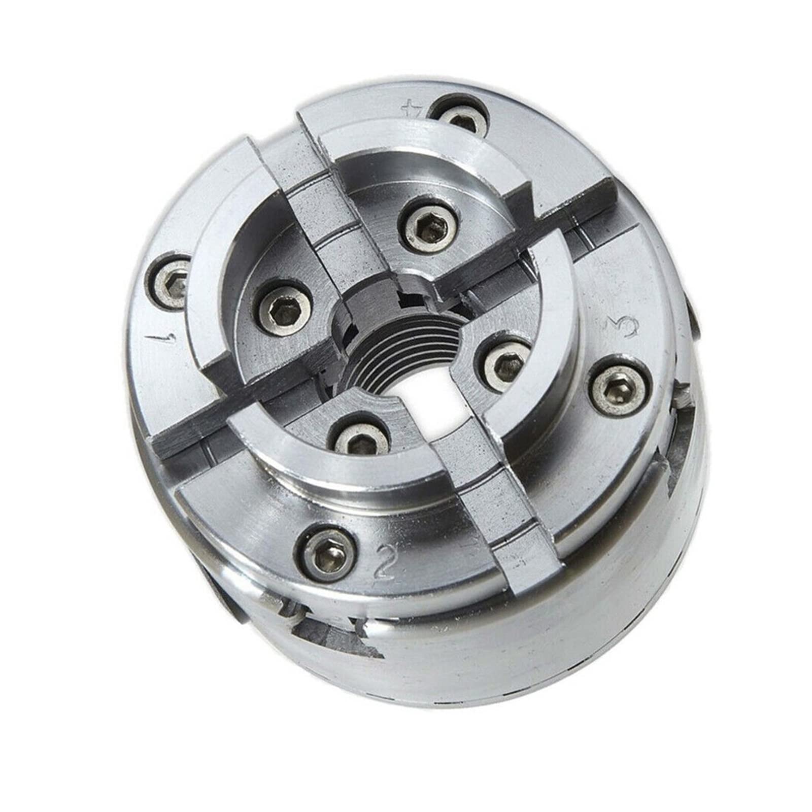 4In 4‑Jaw Lathe Chuck with M33 Self-Centering Metal Thread 2.5mm Wrench 96mm Woodworking Machine Tools Accessories Wear Resistance