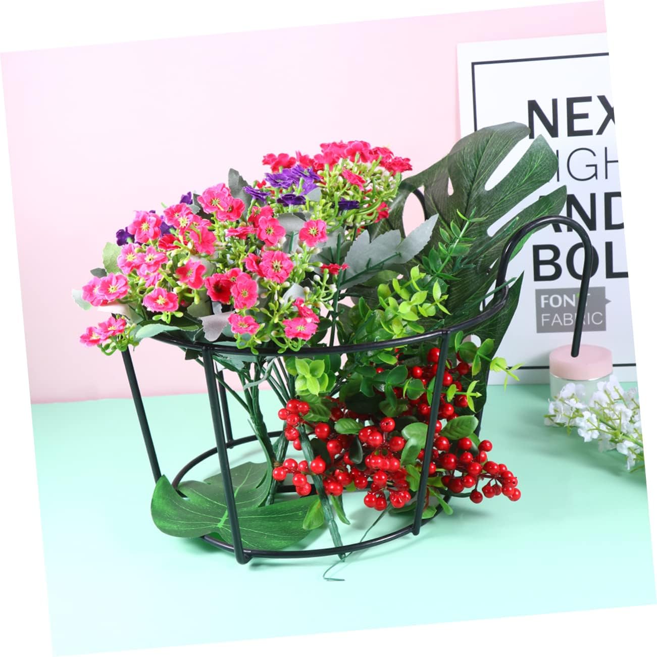 DECHOUS 2pcs Iron Hanging Flowerpot Stand Plant Railing Holder Planter for Balcony Rail Deck Rail Plant Hanger Shelf