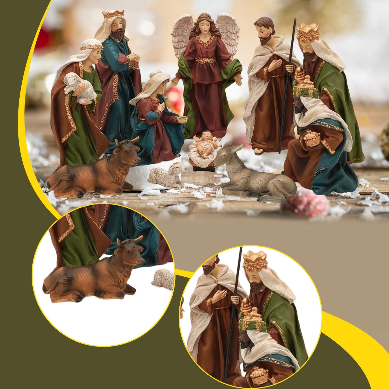 Ensemble de Figurines en Résine pour La Crèche de Noël, Statue de