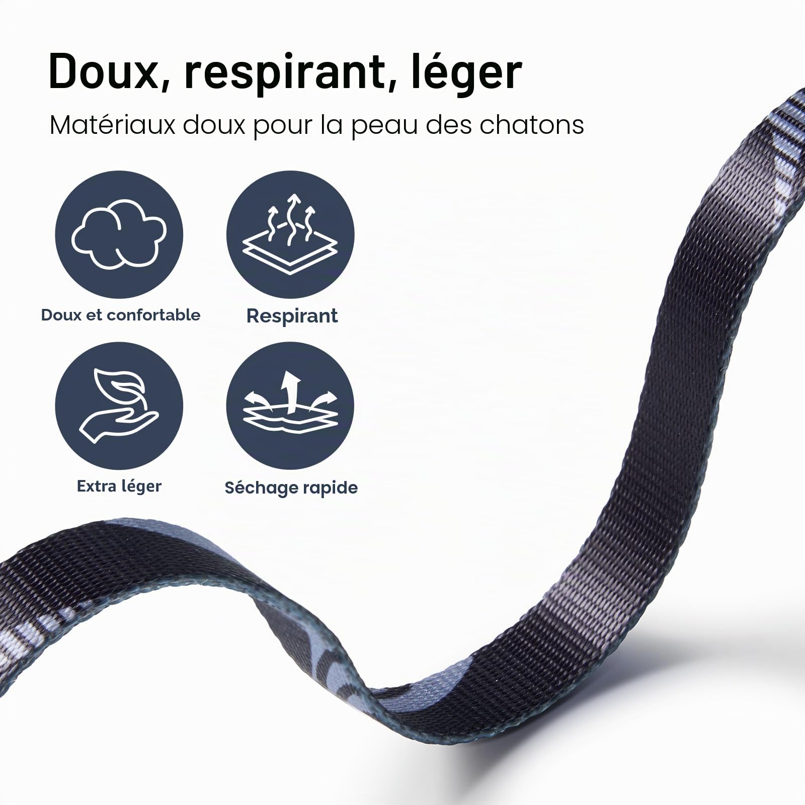Ensemble de harnais et de laisse pour chat - Harnais anti-fuite réglable, confortable, doux et léger, sûr et facile à utiliser, Harnais de promenade et de voyage pour chaton pour chats de petite
