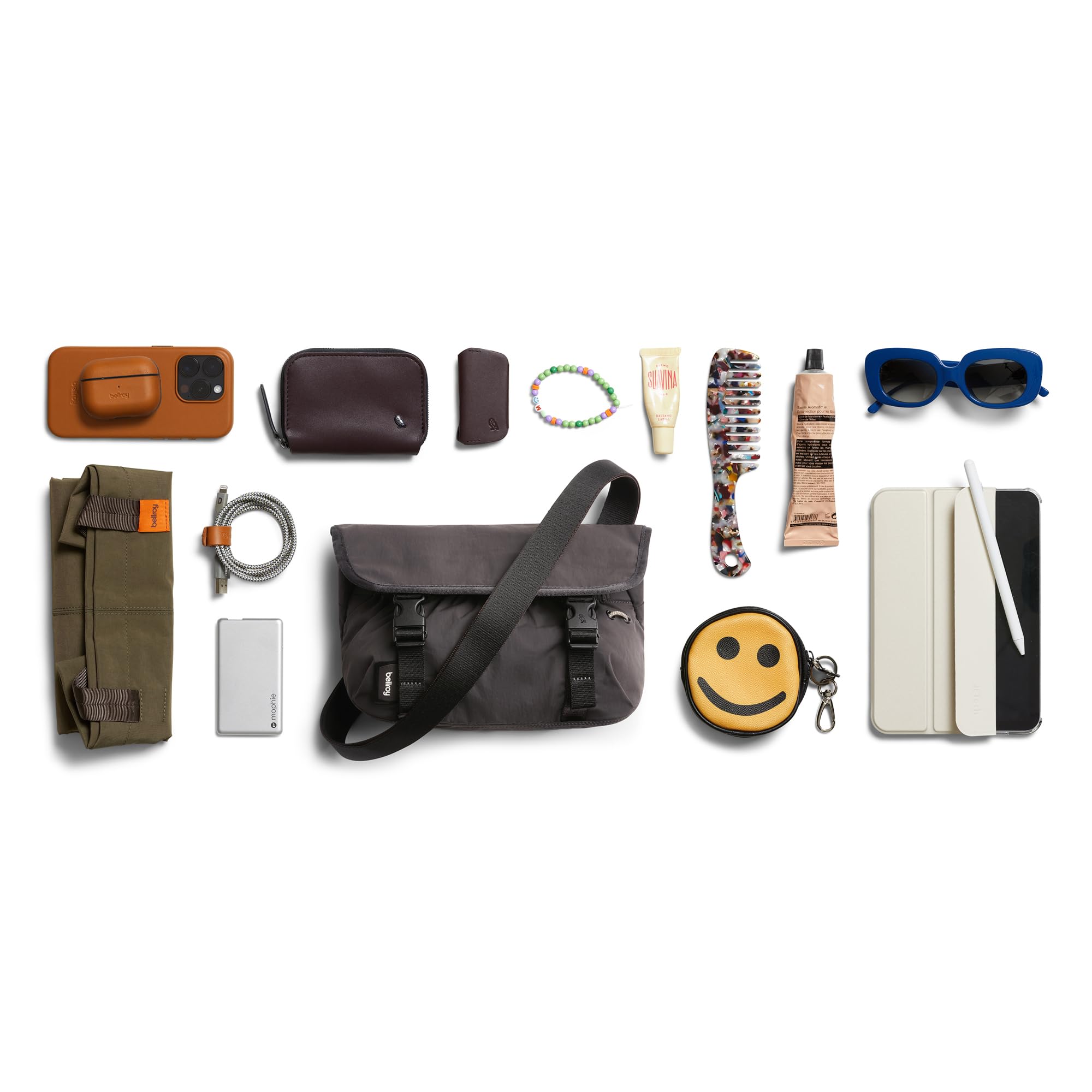 Bellroy Cinch Mini Messenger (borsa a tracolla leggera da 6 litri, tessuto resistente all'acqua, organizzazione senza sforzo) - Charcoal