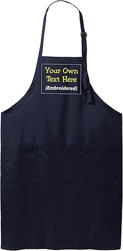 Miniatura 6 de Delantal personalizado Añadir un nombre bordado diseño extra largo adulto baberos delantales 25 pulgadas de ancho x 34.5 pulgadas de largo