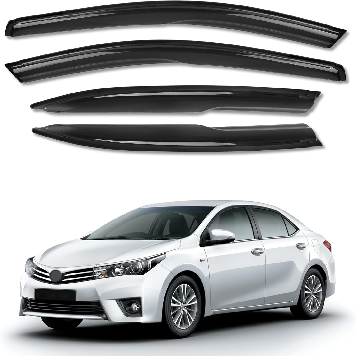 KYX Rain Guards for Car Windows, Outside Mount Window Visors Rain Guards Fit for Honda Accord 2013 2014 2015 2016 2017, Extra Durable Window Deflectors, Vent Visors, 4 Pieces 94535