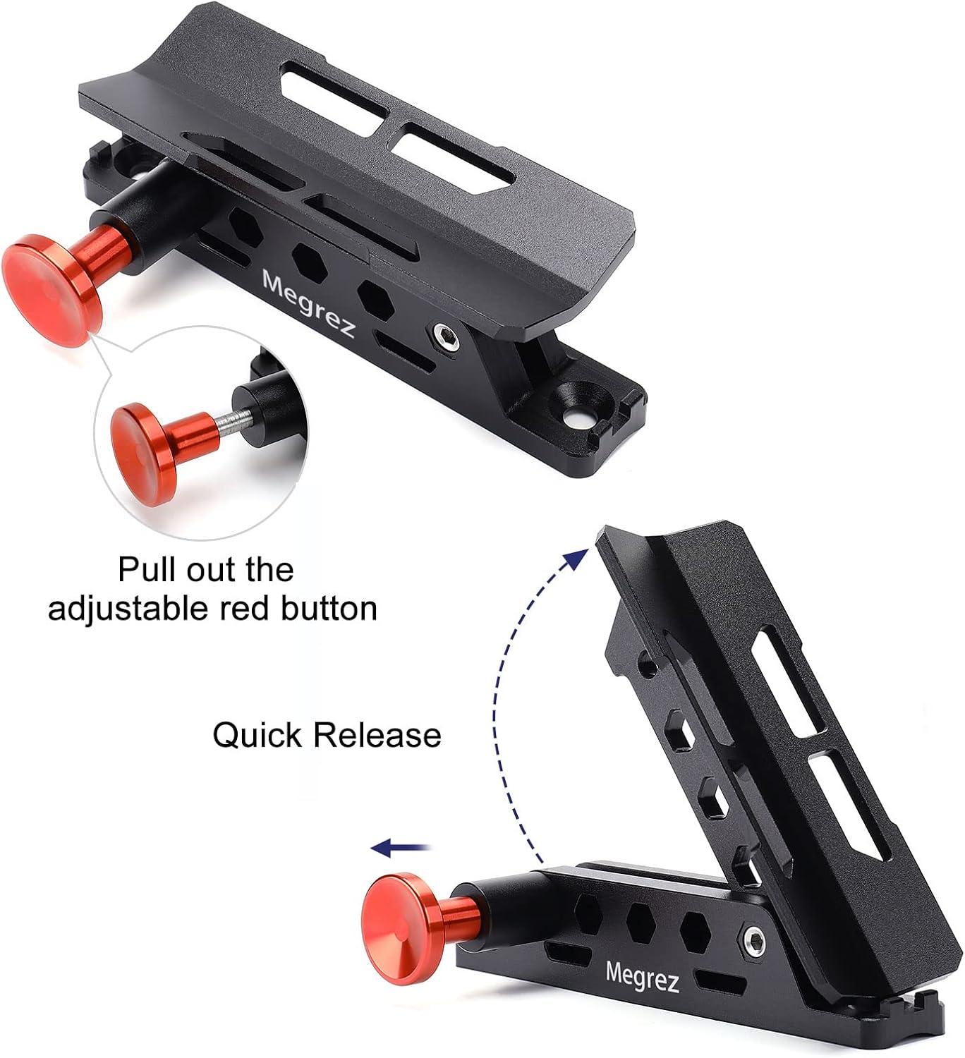 MEGREZ Adjustable Fire Extinguisher Mount Holder, Aluminum Quick Release Fire Extinguisher Holder with 8 Clamps, Compatible with Jeep Wrangler UTV Polaris RZR, Black