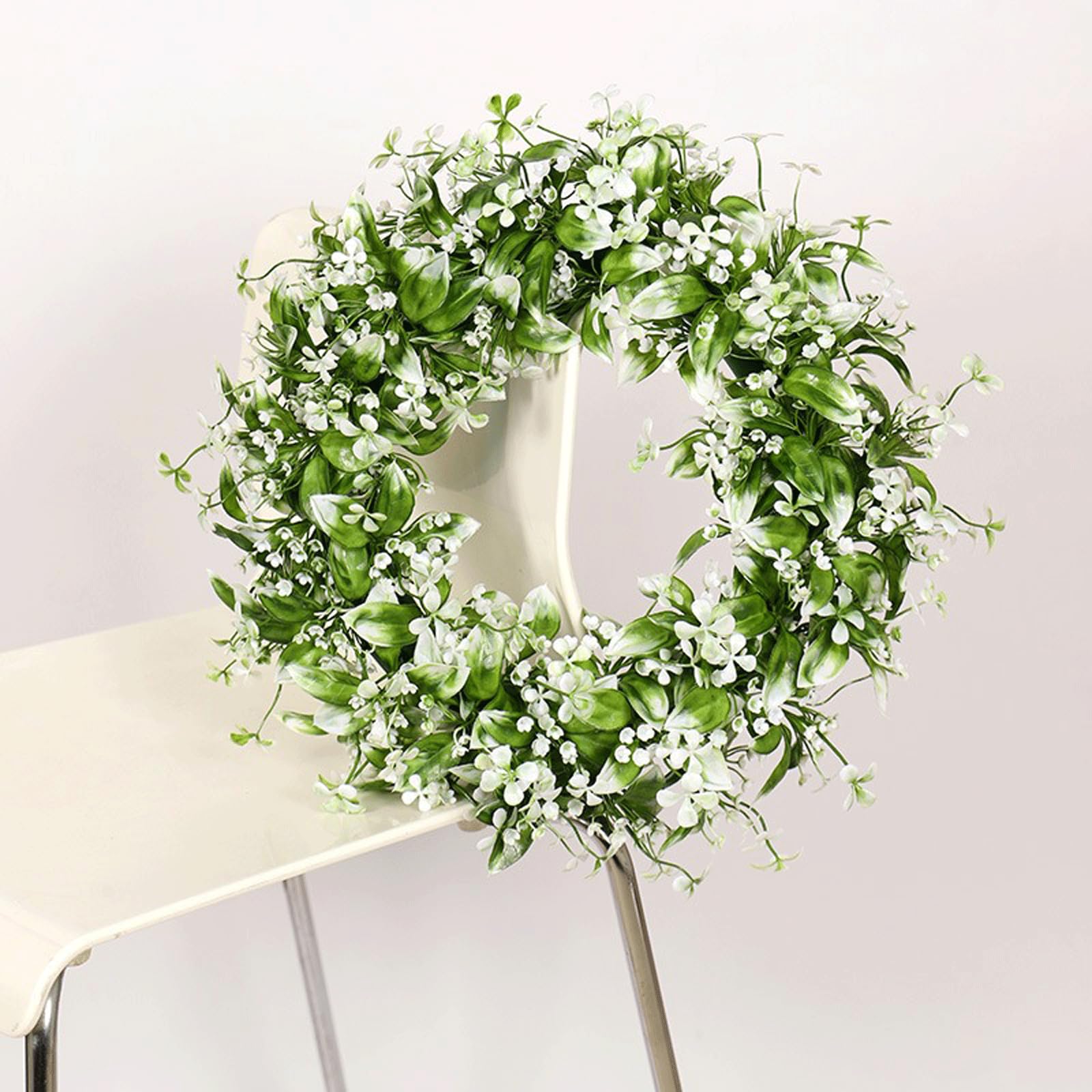 Ghirlanda di benvenuto per porta d'ingresso, per primavera ed estate, per porta d'ingresso, ghirlanda esterna per porta d'ingresso, 45 x 45 cm, cartello primaverile ed estivo, decorazione da