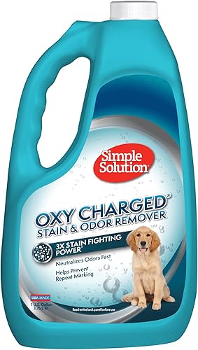 Simple Solution Oxy Charged - Removedor de manchas y olores de mascotas | Elimina las manchas y olores de mascotas con 3 veces de potencia de