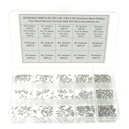 Miniatura 8 de MCMASKE Juego de 420 tornillos de cabeza plana M3 Phillips, tuercas planas, arandelas planas, acero inoxidable 304, longitud de los tornillos 0.157