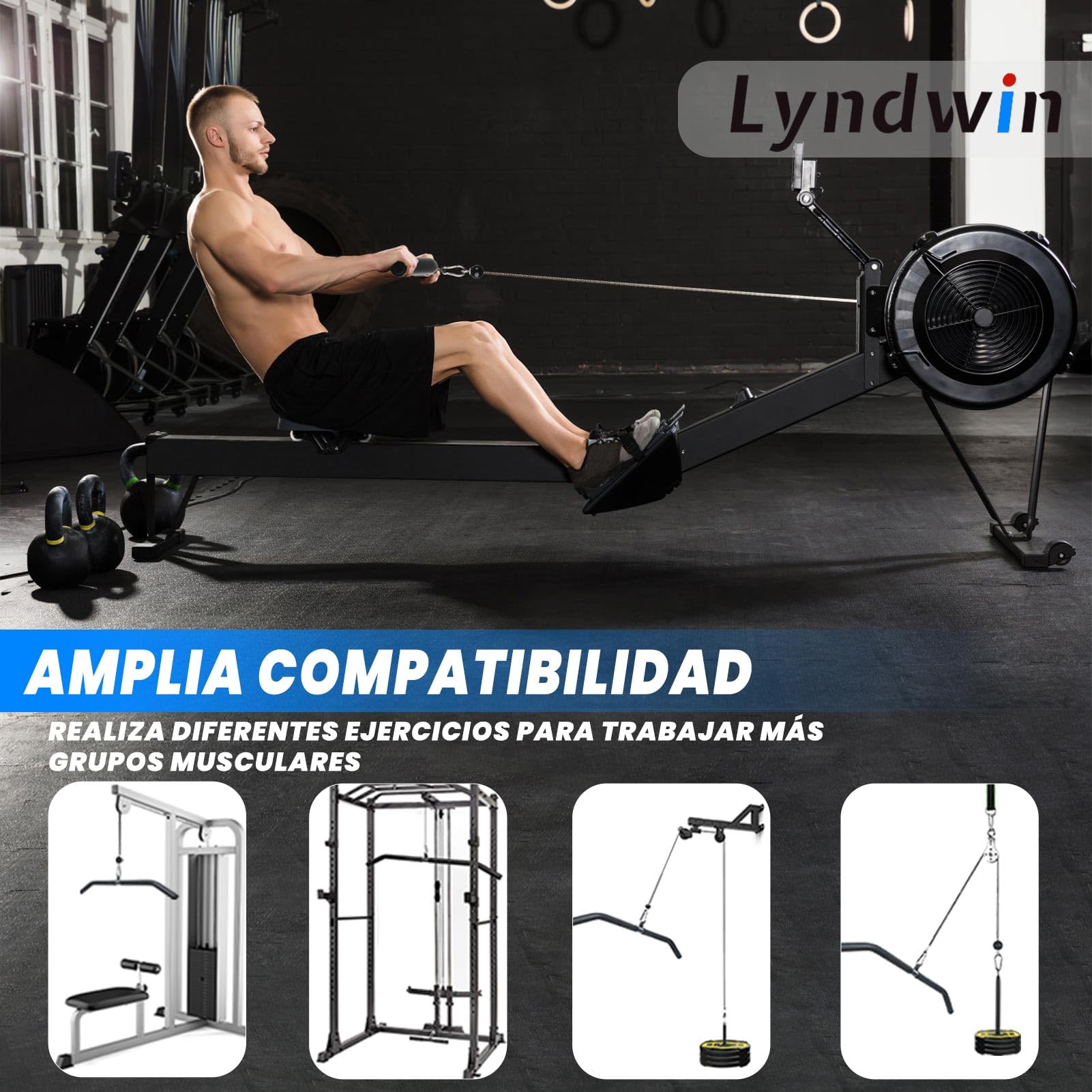 Barra Polea, Barra Gimnasio per Polea Espalda Dorsal Triceps Bíceps Musculacion con Mosquetón, Agarres Poleas Gym Barra Jalon al Pecho de Acero Negro Lat Pull Down Bar Desmontable