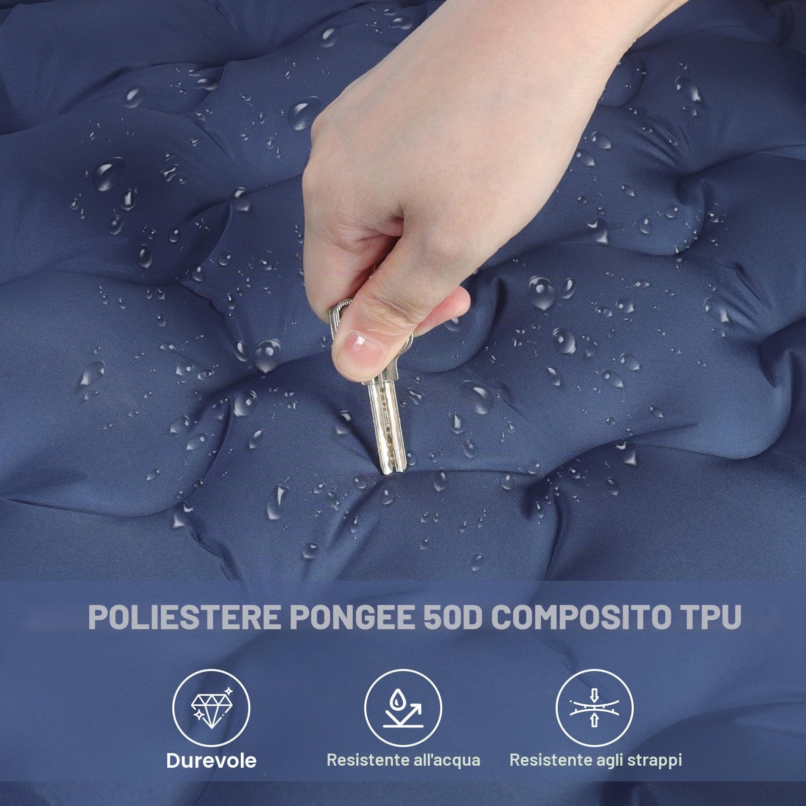 SHANNA Materassino Da Campeggio Autogonfiante: Extra Spesso 12 Cm Ultraleggero Materassino Gonfiabile Impermeabile Autogonfiante Con Pompa A Pedale Integrata Per Viaggi All'aperto (Blu Marino)