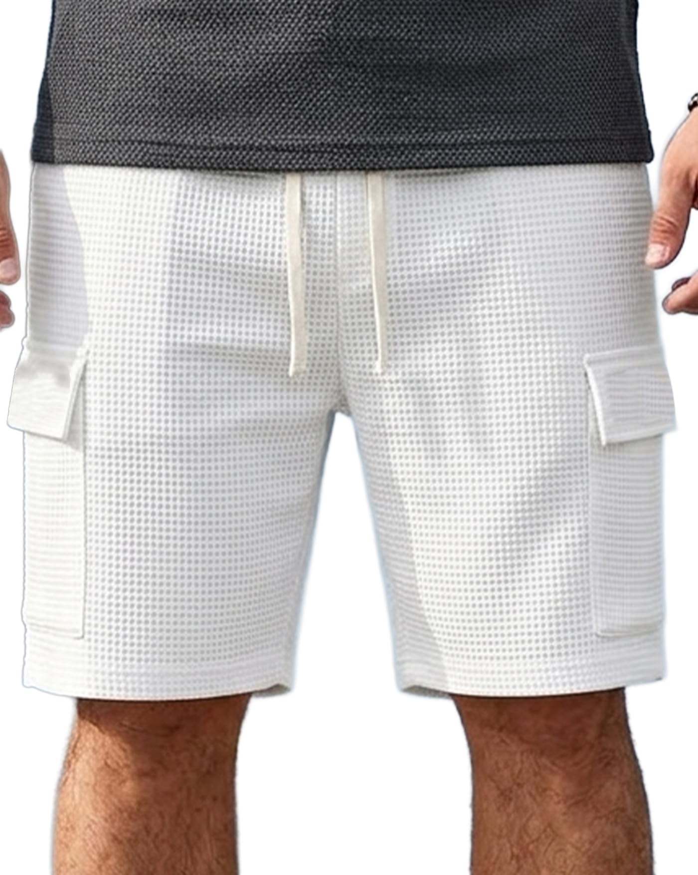 Men Solid Drawstring Waist Casual Knee Length Boxers ||Solid Men White Basic Boxers-picture-35