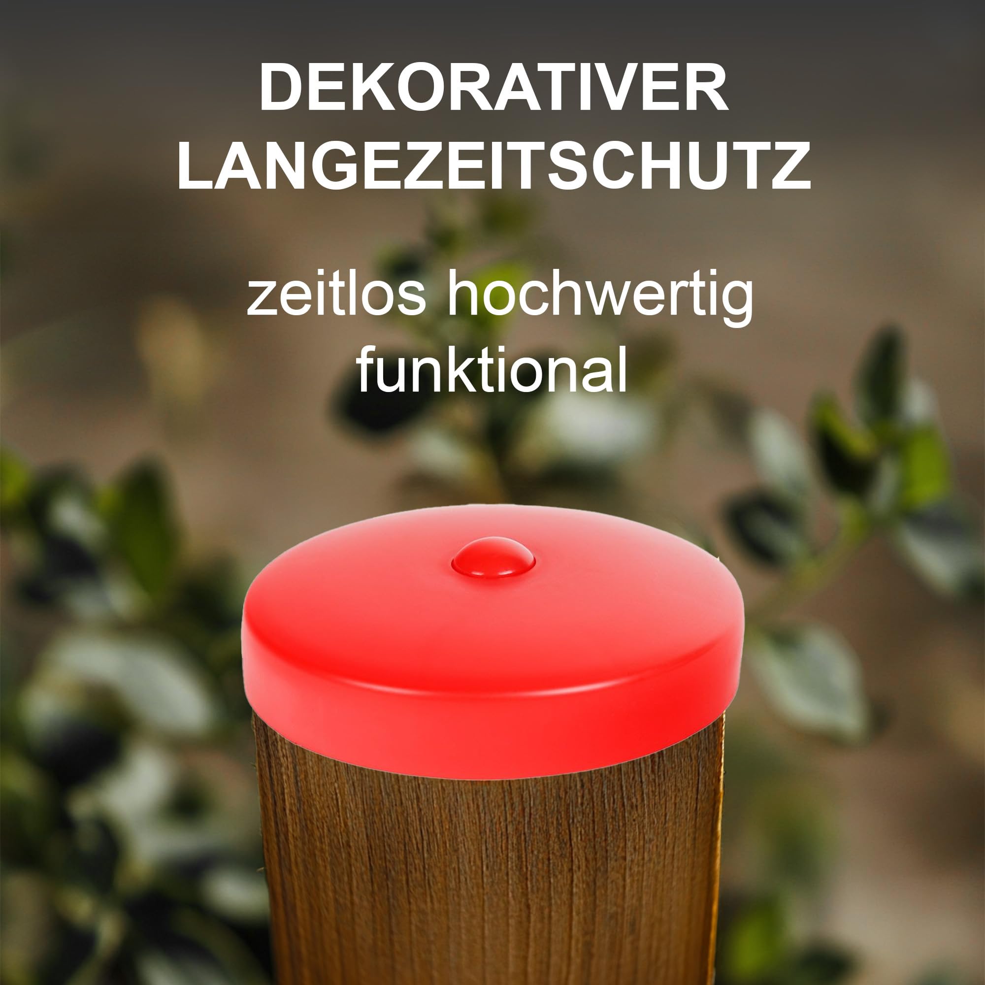 h2i Pfostenkappe | Kunststoff Rot | Ø 121 mm | 10 Stück | Runde Abdeckkappe für Garten Holzpfosten Pfostenträger & Zaunpfosten in Pyramidenform | Wetterschutz für Holz-Balken & Pfosten