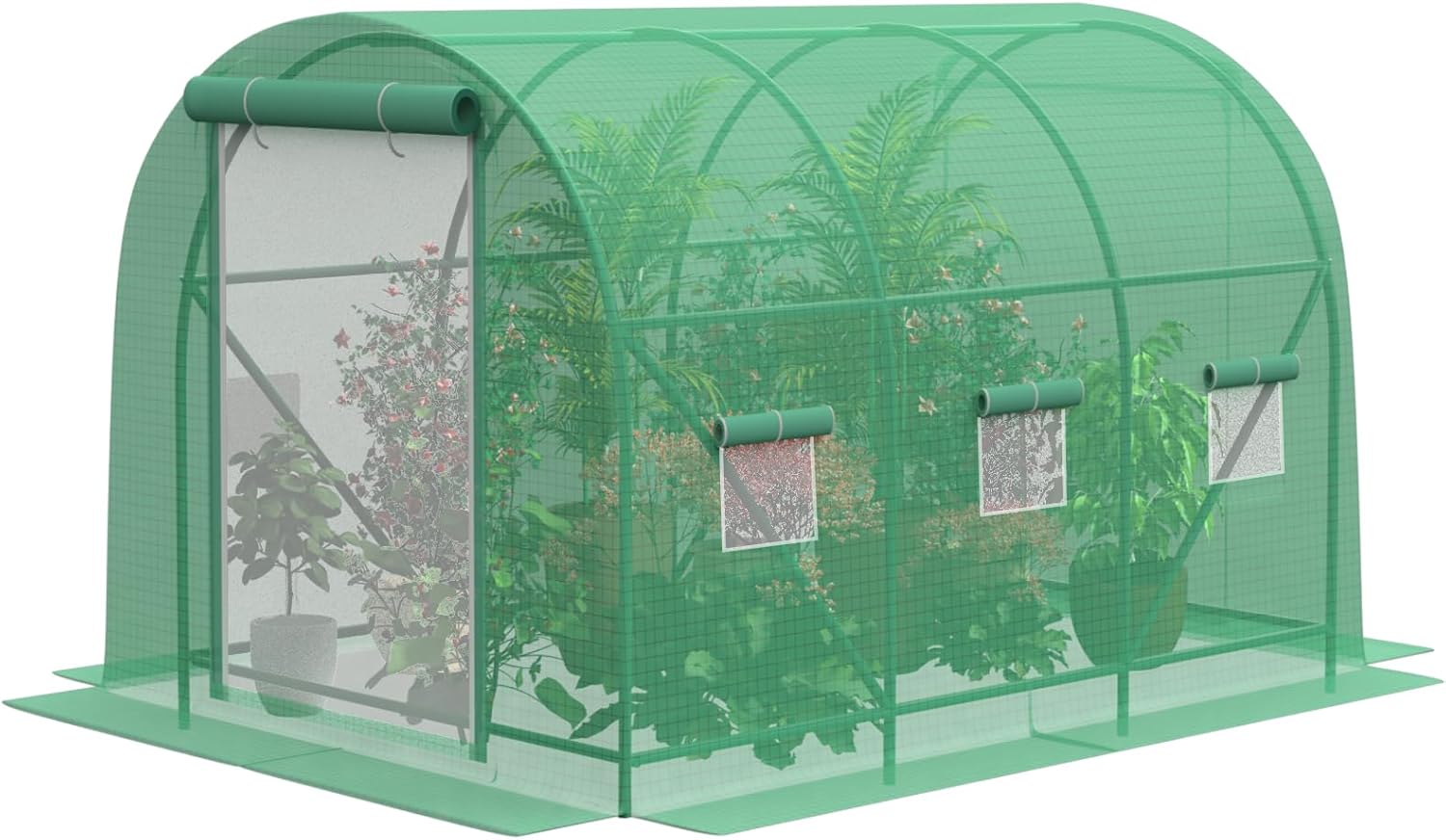 Grezone Walk in Greenhouse for Outdoors Green House for Winter Outside Heavy Duty with Dual Zippered Screen Doors & 6 Screen Windows Plastic Plant Warm House with Reinforced Frame (10*6.6*6.6)…