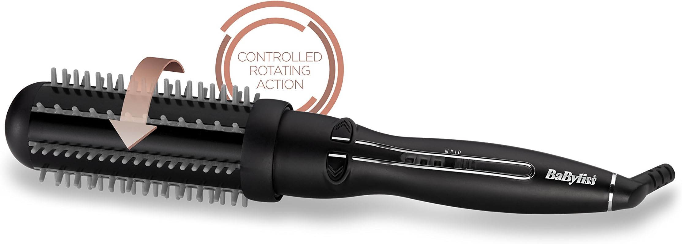 BaByliss Sheer Volume Rotating Heated Brush, Large 50mm rotating barrel, BLack