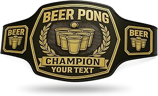 HANDSY Customized Beer Pong Championship Belt – Ultimate Beer Pong Trophy, Award, and Medal – Perfect Beer Pong Decor and Gifts