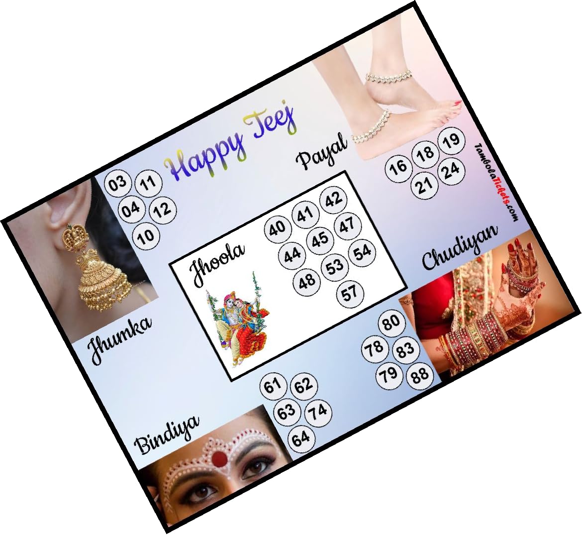 TambolaTickets.com Joyful Festival Teej Theme Tambola Tickets Bingo Housie Lotto (Printed On Hard Sheet, Big Size Tickets, 32 Cards) (B0CD81HLLJ) Amazon Price History, Amazon Price Tracker