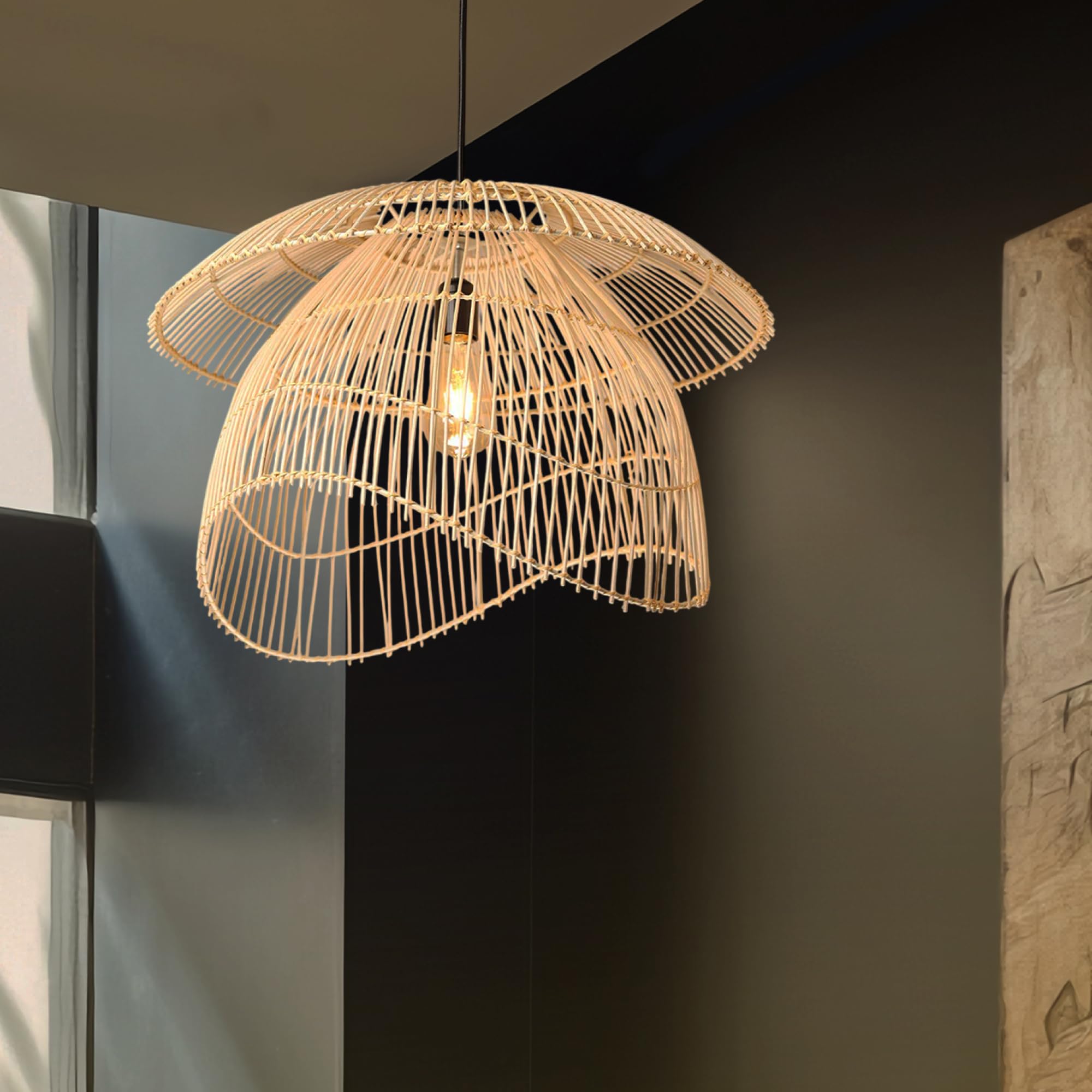 Habere India-All the Cultures Fabricating India Bamboo Lampshade | Cane Lamps | Wicker Lamps | Cafe Lights | Rattan Ceiling Lamps | Rattan Lamp Light (01)