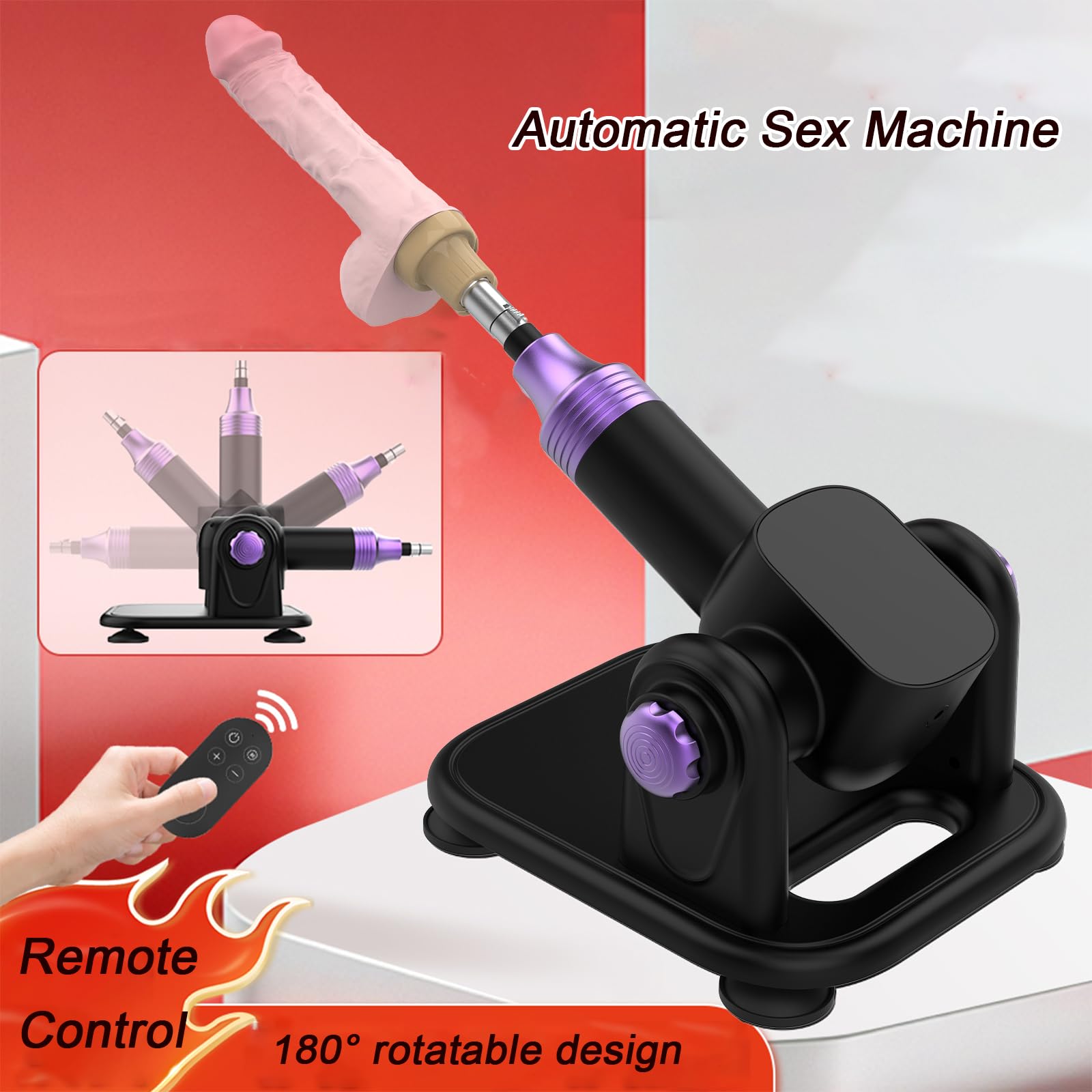 AMAZBEE Macchina del sesso con dildo realistico Macchine automatiche di spinta con attacchi 3XRL Dispositivo portatile FuckMachine con ventose (9 pcs,1)