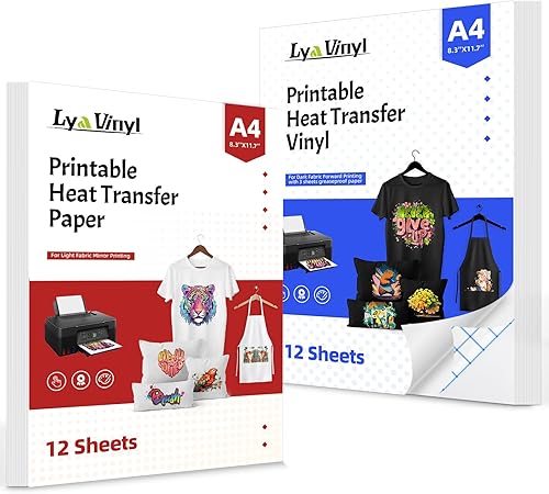 Vinilo de transferencia de calor imprimible para camisetas, 27 hojas, papel de transferencia de calor imprimible de 8.5 x 11 pulgadas, 12 hojas de