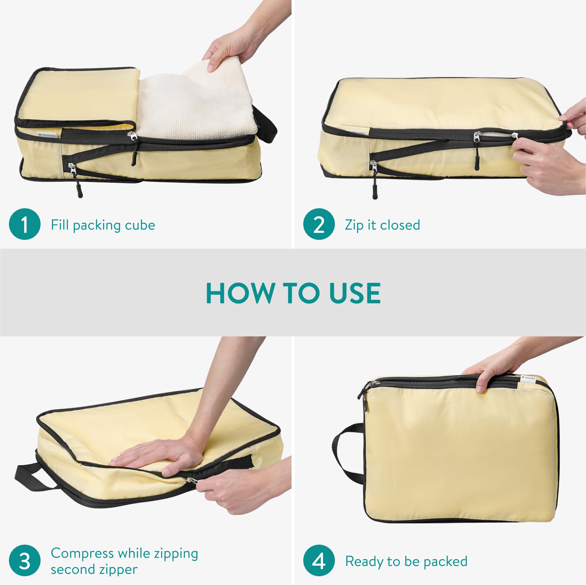 Set 6 Cubi Da Viaggio A Compressione Con Rete + Borsa Biancheria - Organizzatori Salva Spazio