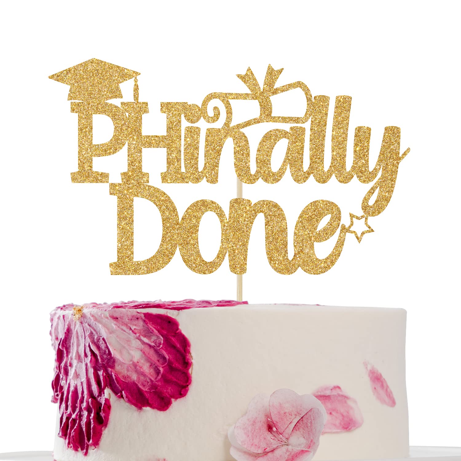 First Holy CommunionGold Glitter PHinally Done Cake Topper, Congratulations PHD Cake Decor, Congrats Grad Party Supplies 2022