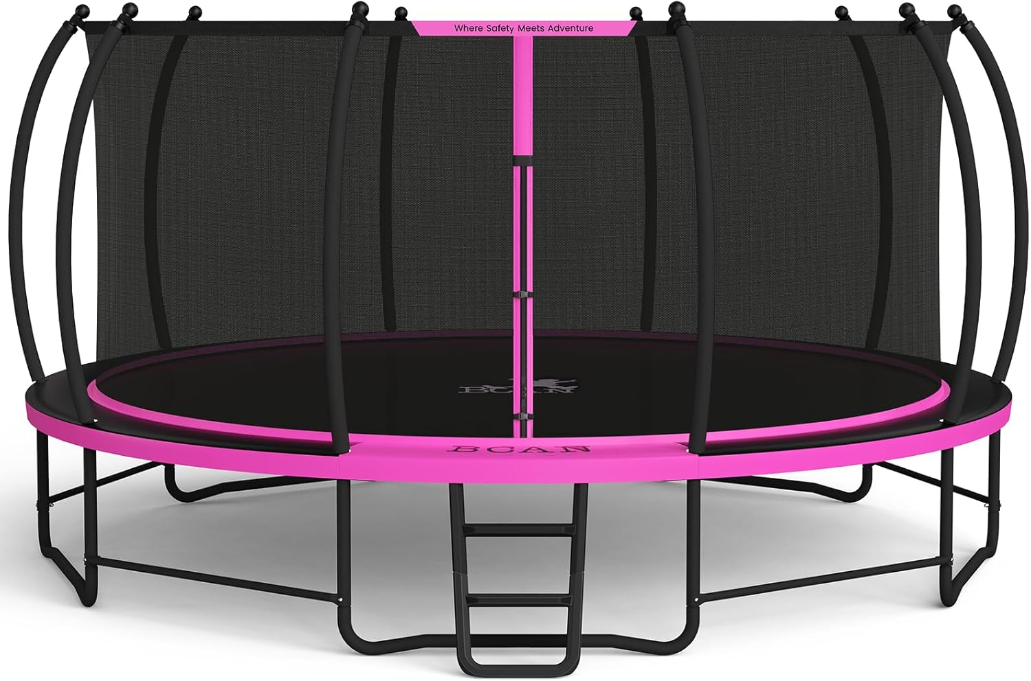 BCAN Trampoline Outdoor 8FT 10FT 12FT 14FT 15FT 16FT with Upgraded Anti-Rust Frame, Enclosure Net and Safety Ladder, ASTM Approved, Recreational Trampolines with Kids and Adults