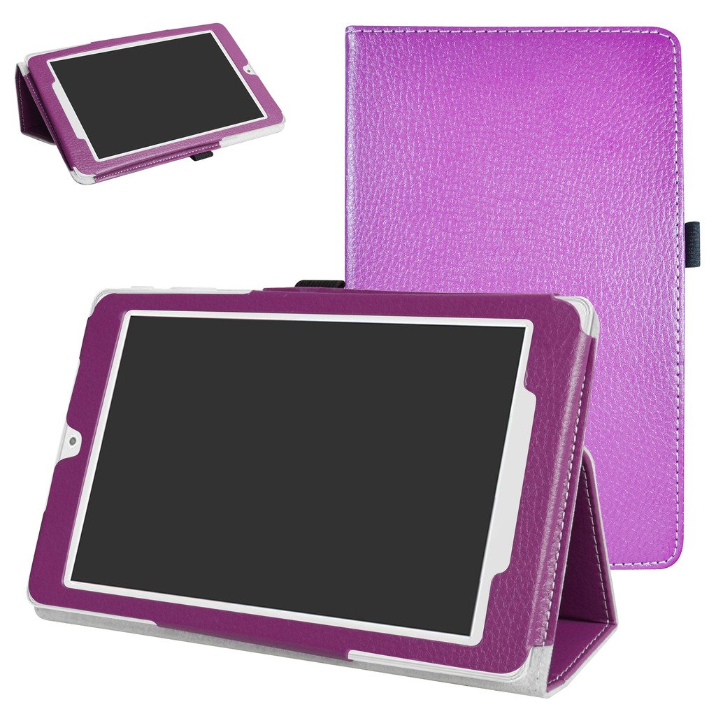 MAMA MOUTH Alcatel OneTouch Pixi 3 Case, PU Leather Folio 2-folding Stand Cover with Stylus Holder for 8" Alcatel OneTouch Pixi 3 8 3G Tablet PC,Purple