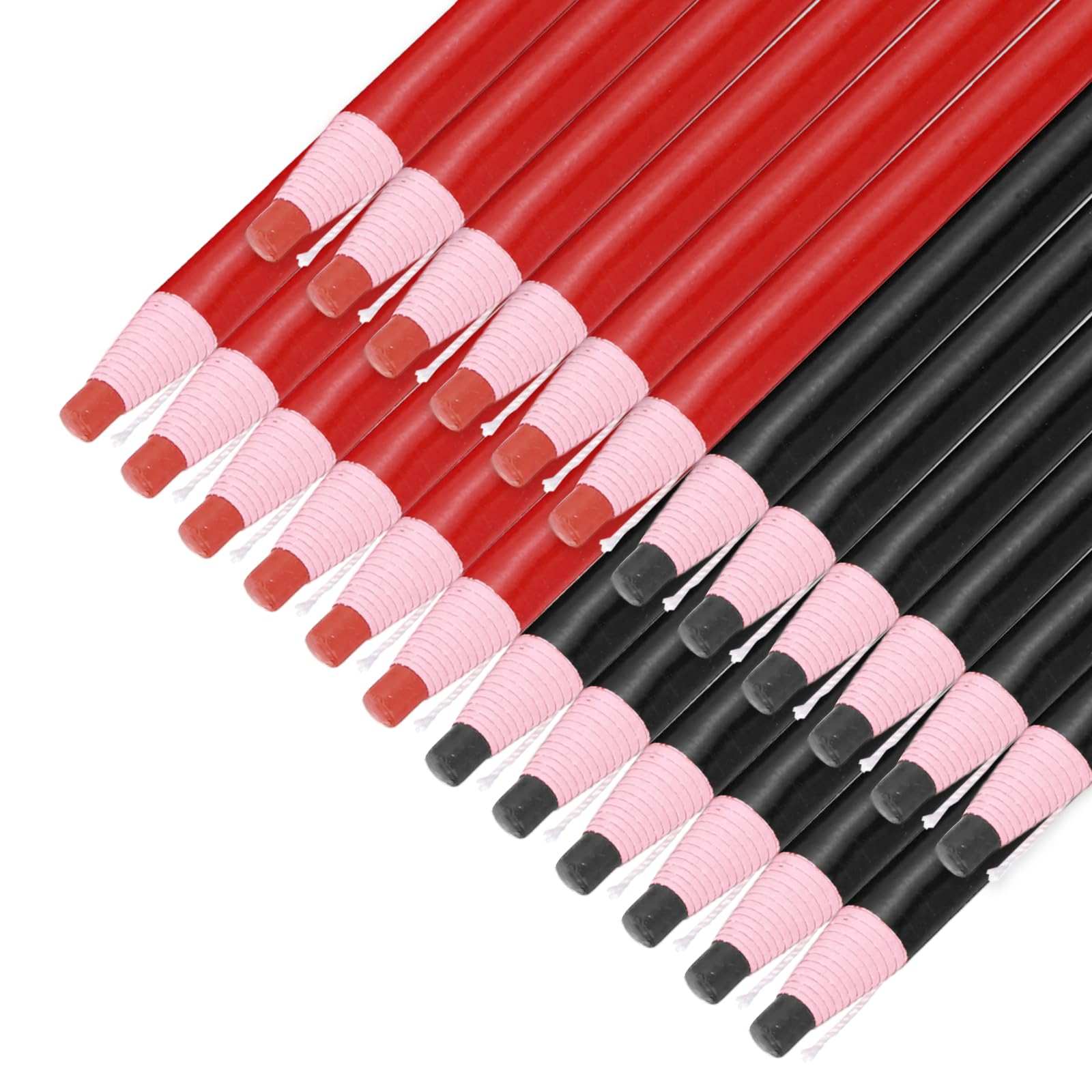 sourcing map 24PCS Peel-Off Grease Pencils, Color China Markers for Glass Metal Plastic Paper, Non-Sharpening Wax Pencils for Coloring Drawing Marking, Red & Black