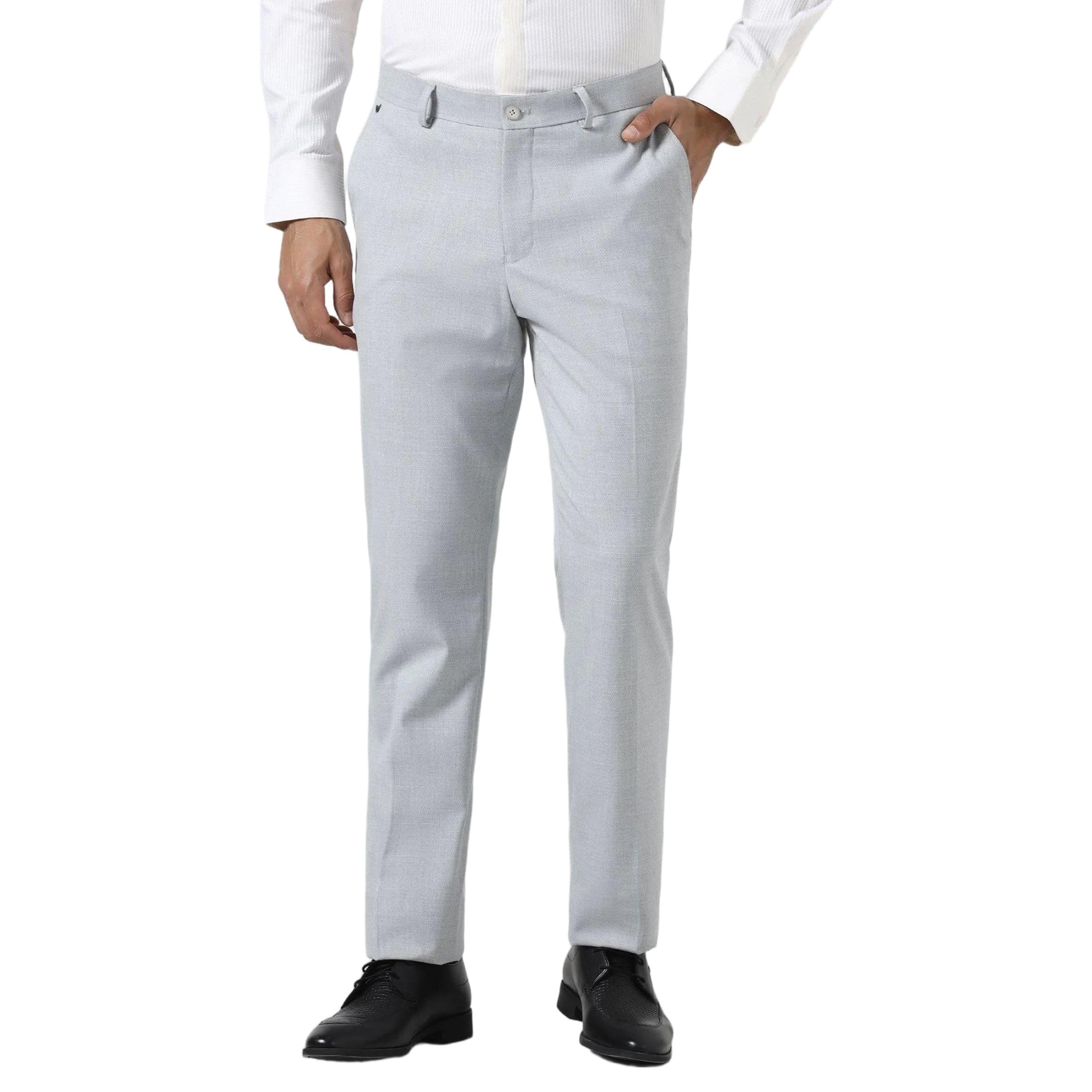 Men's Poly-Blend Solid Straight Fit Formal Trousers-image-44