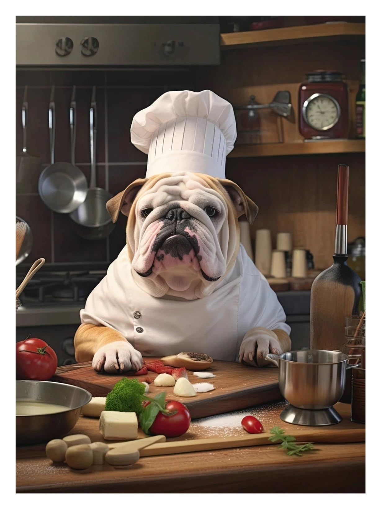 Affiche Humoristique De Bouledogue En Peinture Sur Toile Pour Déco Résistante Durablement