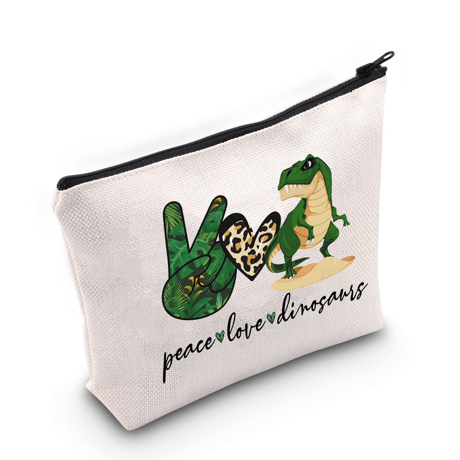 Wzmpa Dinosaur Themed Cosmetic Bag Dinosaur Fans Gift Peace Love