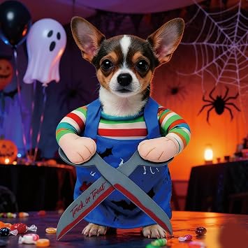 Dog & Cat Halloween Costume, Adjustable Dog Fancy Dress Costumes, Pet Funny Clothes with Scissors Pet Awful Outfits, Ideal for Cosplay, Halloween, and Parties